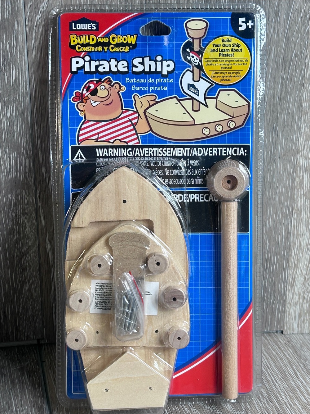 Lowe’s Build & Grow Pirate Ship Wood Craft Kit • New Sealed Kids DIY Project